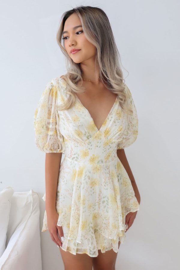 Zia Playsuit - Cream Floral For Sale