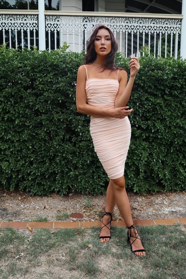 Alexia Bodycon Midi Dress - Salmon Pink on Sale