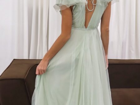 Athena Tulle Midi Dress - Light Sage Supply