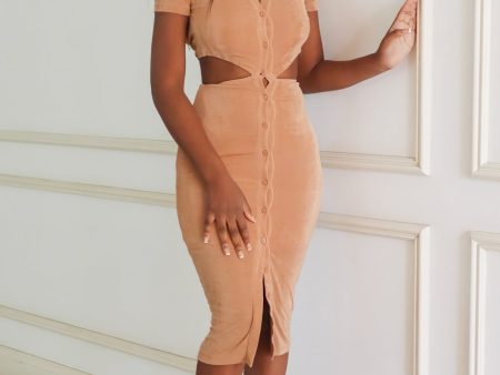 Adelaide Midi Dress - Beige Sale