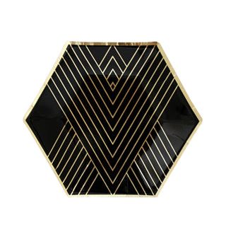 Noir Black Hexagon Small Party Plates Online