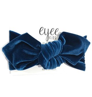 Teal Blue Velvet Top Knot Headband For Discount