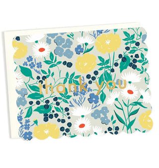 Scalloped Floral Thank You Card For Cheap