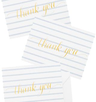 Blue Stripe Thank You Note Set on Sale