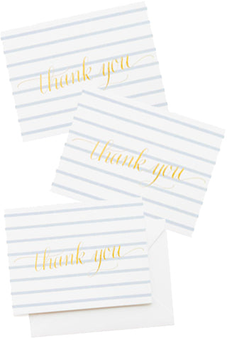 Blue Stripe Thank You Note Set on Sale