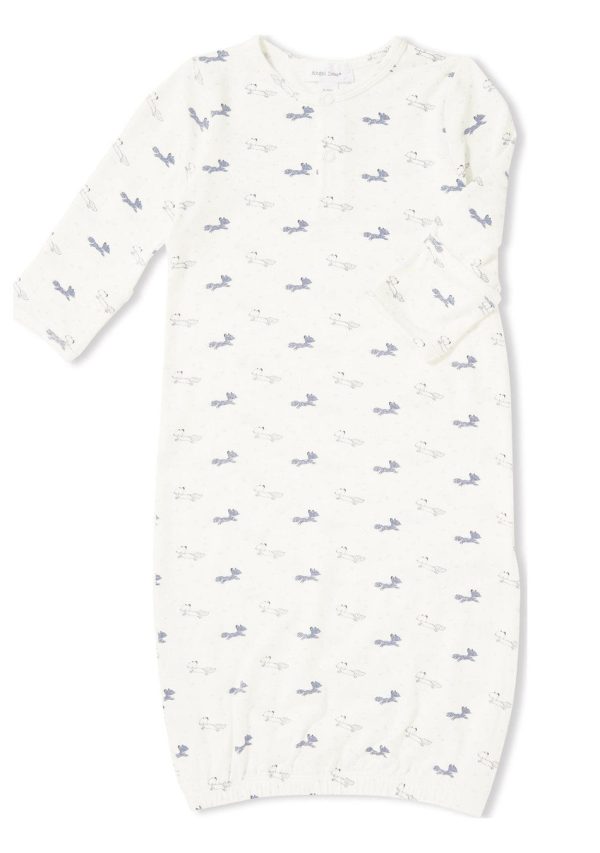 Woodland Grey Baby Fox Henley Gown Online