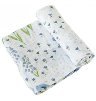 Blue Windflower Deluxe Muslin Swaddle For Sale