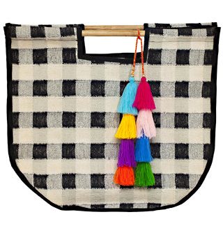 Gingham Round Carry Bag For Discount