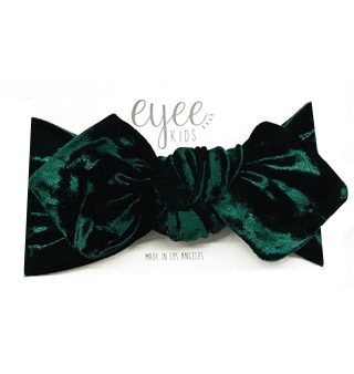 Crushed Emerald Green Velvet Top Knot Headband For Sale