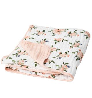 Watercolor Rose Cotton Muslin Quilt For Cheap