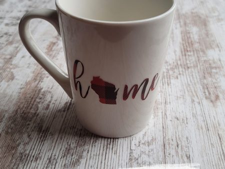 Script Home - Wisconsin Red and Black Buffalo Checkered Handmade Mug ***CUSTOMIZABLE*** Discount