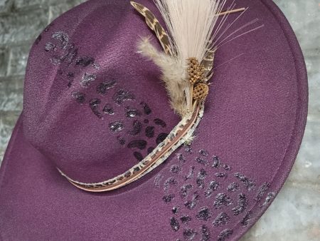 Leopard Plumeria Wide Brim Plum Hat Sale