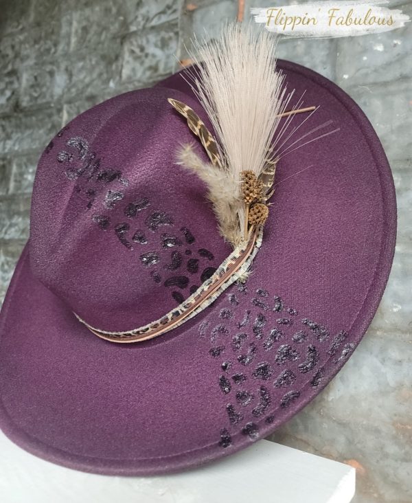 Leopard Plumeria Wide Brim Plum Hat Sale