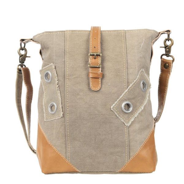 Plain Canvas And Leather Shoulder Crossbody Bag Online now