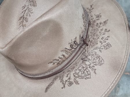 Pinecone Suede Hand Burned Wide Brim Hat- Multiple Colors Available Discount