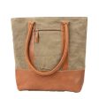 Plain Canvas Tote Bag With Leather Trim Online now