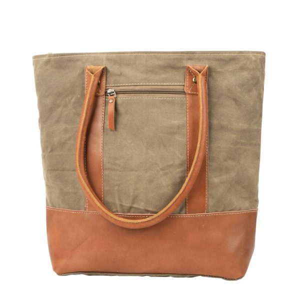 Plain Canvas Tote Bag With Leather Trim Online now