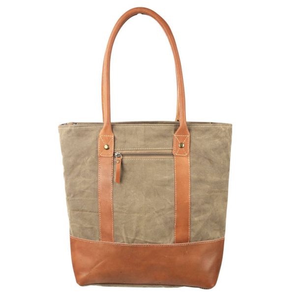 Plain Canvas Tote Bag With Leather Trim Online now