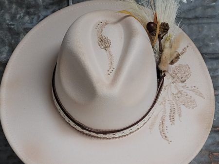 Autumn Hand Burned Wide Brim Hat Online Sale