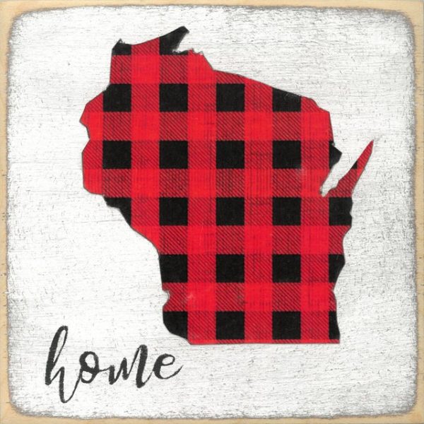 Home Red and Black Buffalo Chekered Wisconsin Mini Sign Online