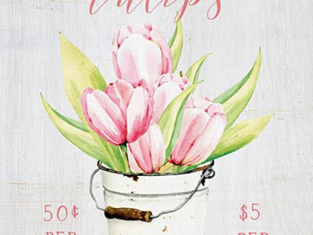 Fresh Picked Tulips Handmade Block Sign For Sale