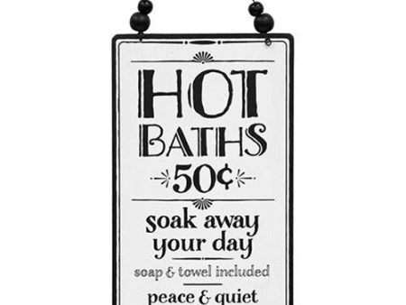 Hot Baths Sign With Beaded Hanger Discount