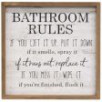 Bathroom Rules Distressed Look Framed Sign Sale