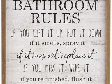 Bathroom Rules Distressed Look Framed Sign Sale