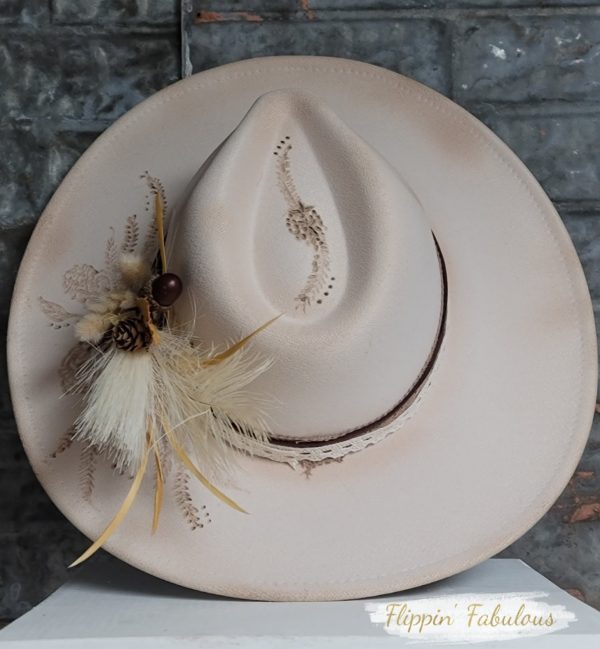 Autumn Hand Burned Wide Brim Hat Online Sale