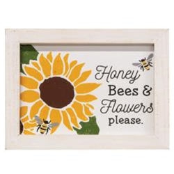 Honey Bees and Flowers Please Framed Sign Fashion