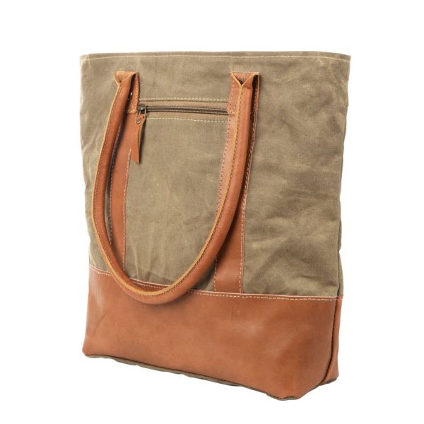 Plain Canvas Tote Bag With Leather Trim Online now