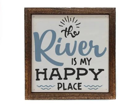 The River Is My Happy Place Handmade Wood Sign For Sale