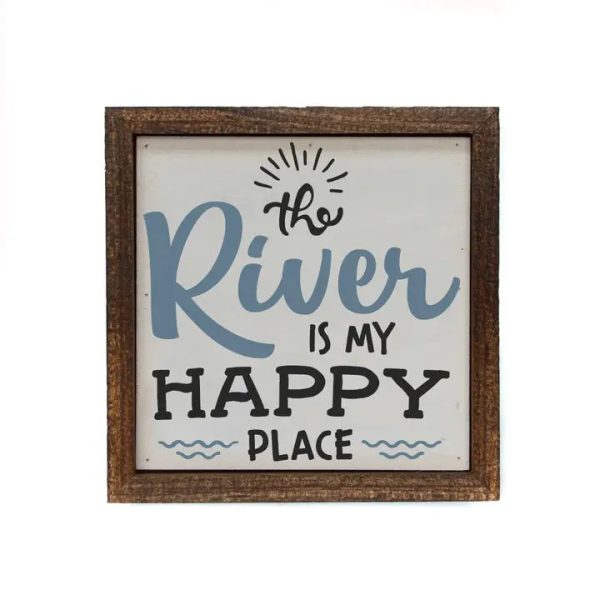 The River Is My Happy Place Handmade Wood Sign For Sale