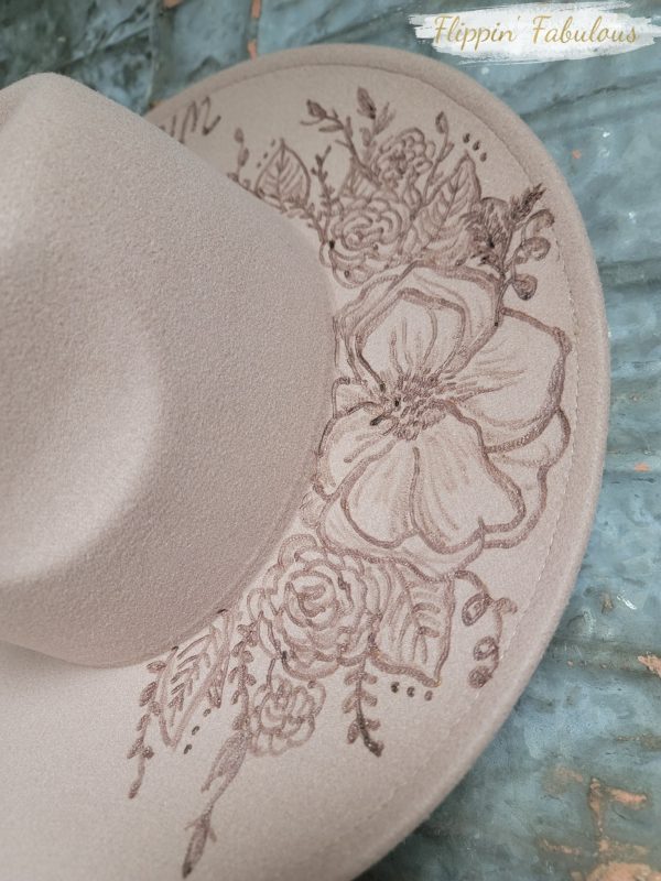 Magnolia Hand Burned Wide Brim Hat Hot on Sale