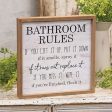 Bathroom Rules Distressed Look Framed Sign Sale