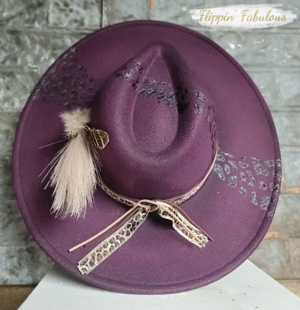 Leopard Plumeria Wide Brim Plum Hat Sale