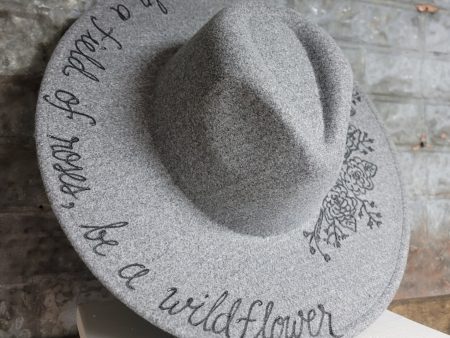 Roses Hand Burned Wide Brim Hat Sale