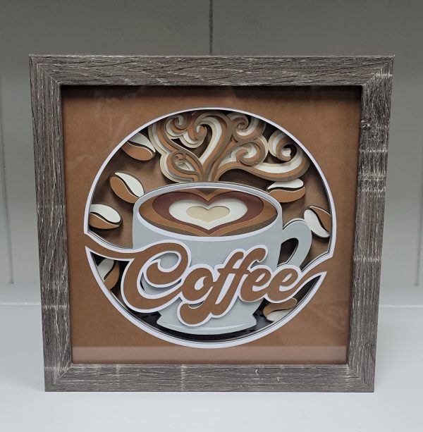 Coffee Cup Framed Mandala Art For Sale