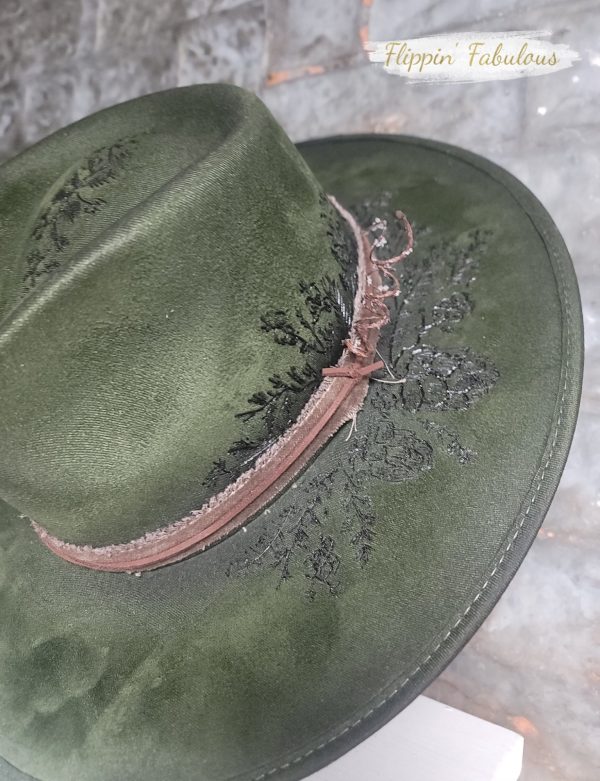 Pinecone Suede Hand Burned Wide Brim Hat- Multiple Colors Available Discount