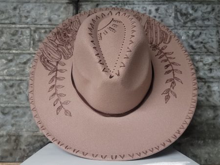 Claudia Hand Burned Wide Brim Hat Online