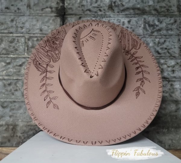 Claudia Hand Burned Wide Brim Hat Online