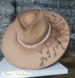 Sunflower Hand Burned Wide Brim Hat Cheap