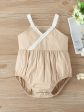 Infant Girls Beige Cotton Bodysuit With Lace Detail Online Sale