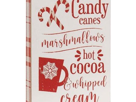 Candy Canes, Marshmallows, Hot Cocoa Wooden Block Sign Hot on Sale