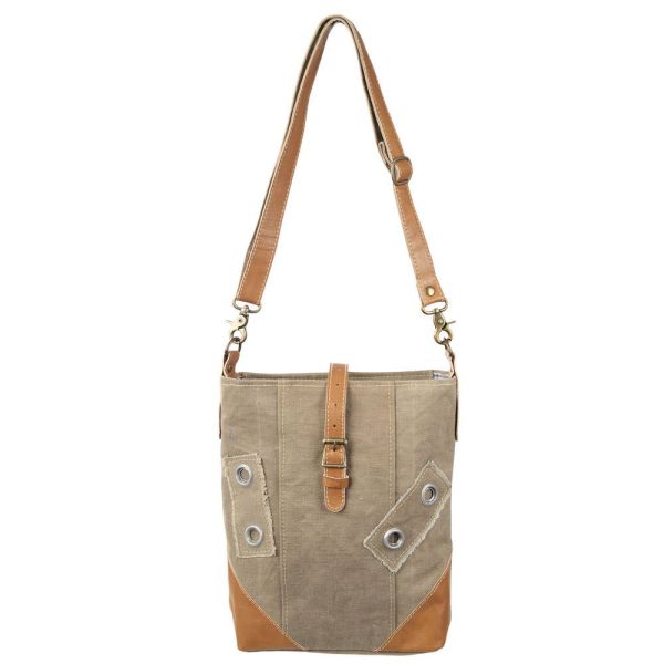 Plain Canvas And Leather Shoulder Crossbody Bag Online now