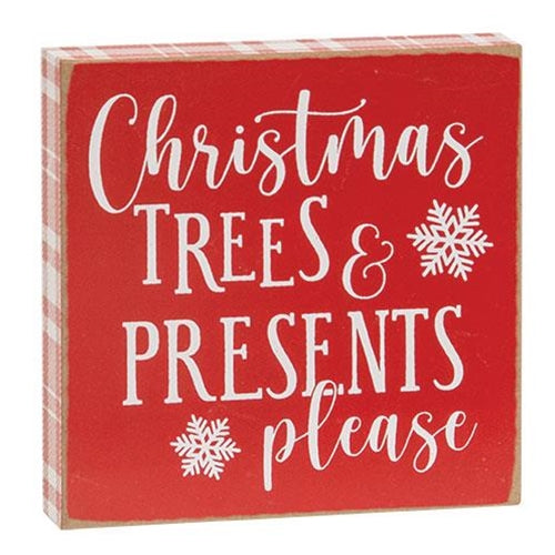 Christmas Trees And Presents Please Block Sign Cheap