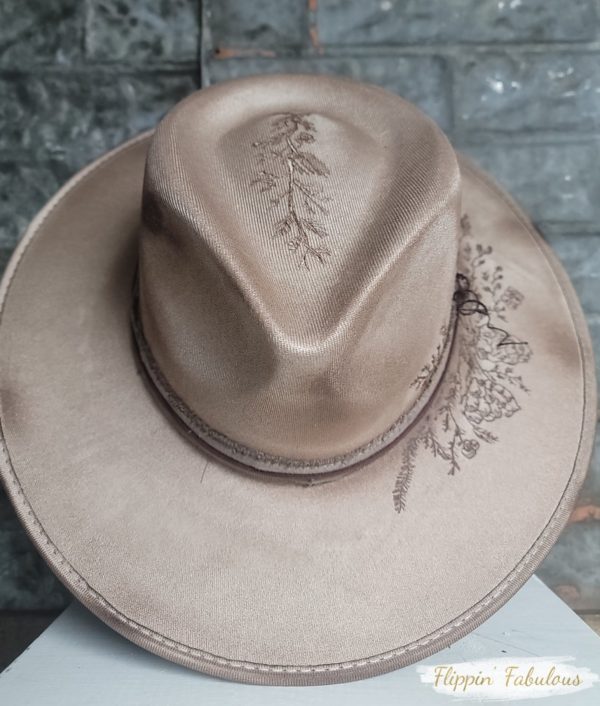 Pinecone Suede Hand Burned Wide Brim Hat- Multiple Colors Available Discount