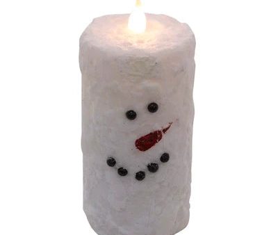 3  Snowman LED Pillar Candle Online now