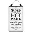 Soap And Hot Water Sign With Beaded Hanger For Discount